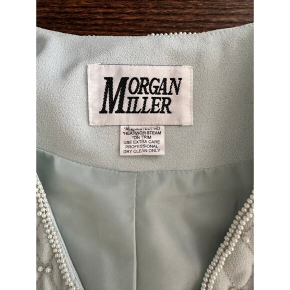 Quilted Jacket Mint Pearl Wedding Guest Church Modest Special Occasion Costume - Picture 2 of 13